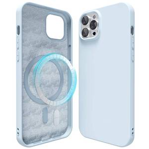 lot 12324 image: Oakxco Silicone Case for iPhone 12 Pro Max Case Magnetic, Compatible with Magsafe Wireless Charging, Slim Thin Soft Rubber, Girly Cute Aesthetic Trendy Bright Hard Mag Safe Cover for Women, Light Blue