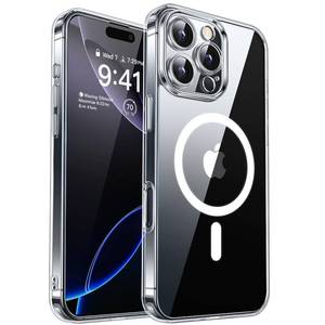 lot 12330 image: CANSHN Magnetic Compatible with iPhone 16 Pro Max Case Clear, Upgraded Full Camera Protection Compatible with Magsafe Non-Yellowing Protective Shockproof Bumper Phone Cover 6.9 inch - Clear