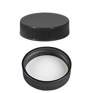 lot 12335 image: TheKombuchaCompany 38400 Ribbed Polypropylene Screw Caps with FoodGrade Foam Liner � fits Most �Gallon and 1 Gallon Growlers, Jugs, F-Style Containers (12, Black)