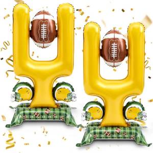 lot 12339 image: Soulchen 2 Pcs 3.5 ft Giant Self Standing Football Foil Balloons for Birthday Supplies Sports Themed Party Decoration Supplies Indoor Outdoor (Goal Post)