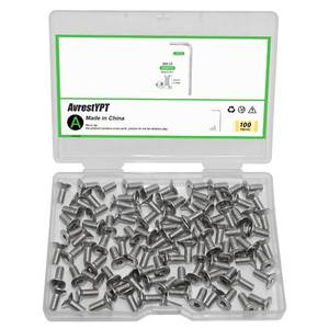 lot 12357 image: 100Pcs M4x10mm Stainless Steel Flat Head Socket Cap Screws, Full Thread Allen Drive Countersunk Bolts, Bright Finish, Ideal for DIY and Home Repair