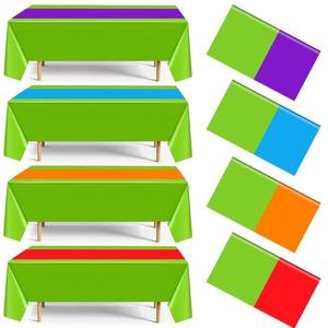 lot 12363 image: Dunzoom 4 Pack Cartoon Turtle Plastic Tablecloth 54 x 108 Inches Green Purple Red Orange Blue Cover Disposable Rectangle Table Runner for Birthday Party Outdoor Picnic Camping