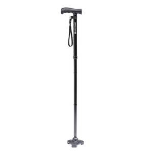 lot 12365 image: HurryCane Freedom Edition Foldable Walking Cane With T Handle - Enhanced Mobility Support - Patented SteadiGrip Base - Adjustable Height - Lightweight Foldable Design - Black