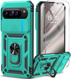 lot 12401 image: Taisairu for Google Pixel 10 Pro XL Case with Screen Protector and Slide Camera Lens Cover,Built-in 360°Rotate Magnetic Ring Stand Shockproof Protective Phone Case for Pixel 10 Pro XL Case (Mint Green)
