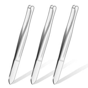 lot 12402 image: Honoson 3 Pieces Stainless Steel Round Tip Blunt Tip Tweezers Eyebrow Hair Removal Tweezers for Women Makeup Cosmetic Tool Blunt Tips Tool