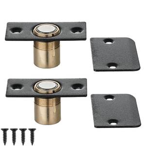 lot 12407 image: JQK Closet Magnetic Door Ball Catch Hardware, 430 Stainless Steel Catch Adjustable with Strike Plate, Black Finish 2 Pack, HBC120-BK-P2