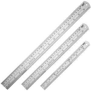 lot 12416 image: ZZTX Metal Straight Edge Ruler Stainless Steel Ruler 6 Inch 12 Inch 16 Inch Ruler Set Rulers Bulk Set of 3
