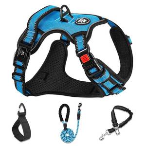 lot 12430 image: NESTROAD No Pull Dog Harness,Adjustable Oxford Dog Vest Harness with Leash,Reflective No-Choke Pet Harness with Easy Control Soft Handle for Small Medium Dogs(Medium,Blue)