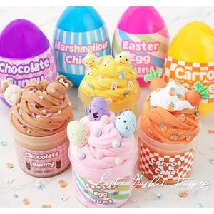 lot 12431 image: Easter Basket Stuffers - 4 Pack Kit of Eggs Filled with Slime and Charms - Prefilled Eggs with Toys Inside Easter Gifts for Toddlers Teens Girls Boys (Missing 2 )