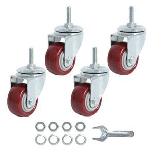 lot 12435 image: Finnhomy Swivel Caster Wheels 2 Inch Heavy Duty Threaded Stem Casters 14 - 20 x 1 Set of 4 for Wire Shelve Wheels PU Load Bearing 800 Lbs Anti-wear Smooth Casters, Redin