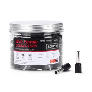 lot 12439 image: HKS 800PCS Wire Ferrule Connectors - AWG 14-2.5mm Copper Barrel Pin Cord Ends Insulated Ferrules Terminals - E2508 Black