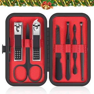 lot 12448 image: Manicure Pedicure Set Stainless Steel Nail Clippers Personal Nail Clipping Tools Portable Travel Grooming Kit with Snap-shut Case, Black