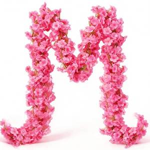 lot 12452 image: YRIOWMI 10PCS 59FT Artificial Silk Cherry Blossom Garland, Hanging Sakura Flower Vines for Wedding Party Home Arch Office Sakura Decor (Deep Pink)