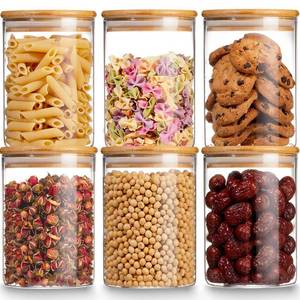 lot 17095 image: Gencywe Glass Storage Jars with Airtight Bamboo Lid, 27 OZ Food Storage Jar with Labels, Airtight Glass Canisters, Clear Kitchen Container for Candy, Cookie, Rice, Coffee Beans, Snacks, Spices