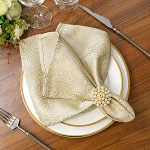 lot 17098 image: ZIWUROAD Cloth Napkins Beige, Set of 6 Washable Cotton Polyester Dinner Napkins 18 x 18 Inch Ultra Soft Cocktails Napkins Premium Quality Yarn-Dyed Jacquard Fabric Table Napkins with Hemmed Edges