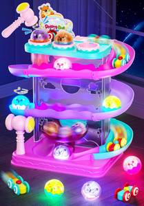 lot 17109 image: 2-in-1 Rolling Ball and Car Ramp Race Track for Toddlers, Hammer Ball Drop Toy for Boys and Girls, Interactive Toys wSensor Lights - Montessori STEM Learning Toys - Brithday Gift for Kids 1-5 Year Old