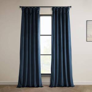 lot 17112 image: HPD Half Price Drapes Heritage Plush Velvet Curtains 96 Inches Long Room Darkening Curtains for Bedroom and Living Room 50W x 96L, (1 Panel), Eternal Blue