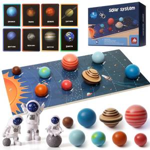 lot 17116 image: Wooden Solar System Model BoardKids Solar SystemMontessori Planet Toys,Educational Planets Balls,Preschool Learning PuzzleSpace Learning Toys
