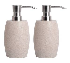 lot 17117 image: Clasin Home Sandstone Textured Resin Soap Dispenser with Metallic Pump and Waterproof Bottle Labels for Bathroom Kitchen Dish Hand Wash Shower Lotion Shampoo, 12 Oz, 2 Sets Beige