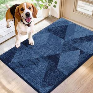 lot 17120 image: COSY HOMEER Entryway Rugs Doormat 20x32in, Non-Slip Absorbent Polyester, Washable Rugs for Front Door, Dirty Paws and High Traffic Areas, Bluein