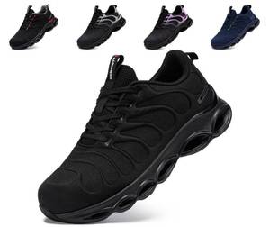 lot 17121 image: LARNMERN Steel Toe Shoes for Men Safety Shoes Work Sneakers Comfortable Safety Toe Sneakers Work Lightweight Colorful Zapatos de Seguridad (9,Black)
