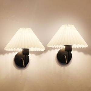 lot 17131 image: IBalody Black Wall Sconces Sets of 2, Pleated Fabric Wall Lamp Modren Bedside Wall Light Bathroom Dresser Vanity Light Hardwired Wall Lighting for Bedroom Living Room Hallway Kitchen