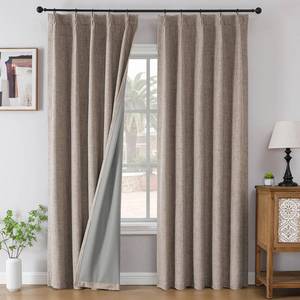 lot 17138 image: Joydeco Pinch Pleated Curtains - 100percent Blackout for Bedroom, Linen Curtains 40 W x 72in L, Thermal Insulated 2 Panels Light Blocking Drapes, Back Tabs for Living Roomin