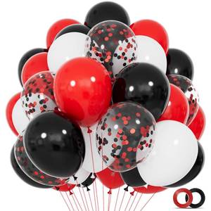 lot 18216 image: 68Pcs Red Black White Latex Balloons 12 Inch with Black Red Confetti Balloons for Birthday, Wedding, Baby Shower, Graduation Poker Card Party.