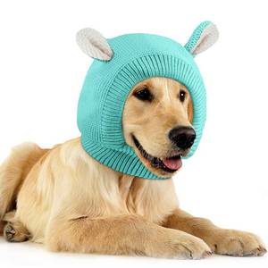 lot 18256 image: Quiet Ears for Dogs, Neck 14.96 Inch, Dog Ear Muffs Noise Protection Knitted Head Wrap Pet Hats for Medium to Large Pets(Lake Green)