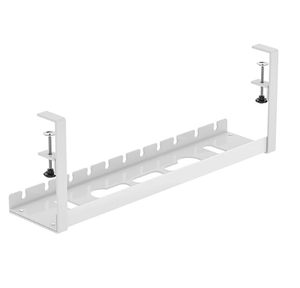 lot 18267 image: Under Desk Cable Management Tray, Upgraded Wire Management No Drill No Screws, Cable Tray with Clamp for Desk Wire Management, Computer Cable Rack for Office  (White)