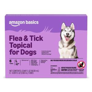 lot 18284 image: Amazon Basics Preventative Flea and Tick Topical Treatment for Dogs, Large (45-88 lbs), Fast Acting and Long Lasting, 6 Counts, Packaging May Vary