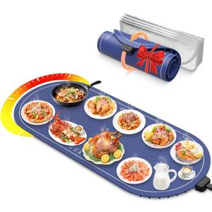 lot 19447 image: Food Warming Mats for Countertop Extra Large(XXL 36x15in),Electric Heating Pad for Food,Roll Up Silicone Warmer Mat for Party and Kitchen,Practical Birthday Gift for Mom and Women(Blue)in