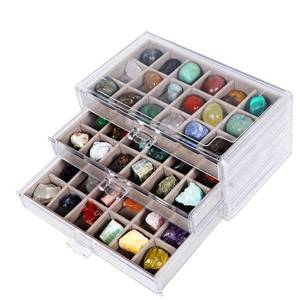 lot 19451 image: Acrylic Rock Collection Display Case Rock Collection Box for Kids Display Cases for Collectibles Crystal Display Case Holder Shadow Boxes Display Cases Display Cabinet Fossil Display Box