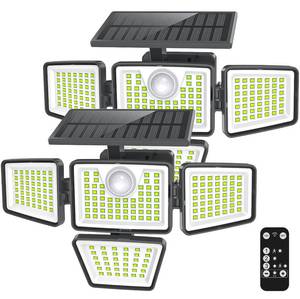 lot 19455 image: daphino 3000LM Solar Lights Outdoor with Motion Sensor,4 Head 270° Wide Angle Street Area Lights,IP65 Waterproof Security Lighting with 3 Modes(Remote,2 Pcs)