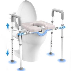 lot 19456 image: Male-Friendly Raised Toilet Seat with Handles, Adjustable Width Toilet Seat Riser for Seniors, 400LBS Handicap Toilet Seat for Elderly, Elevated Toilet Riser, Fits Any Toilets