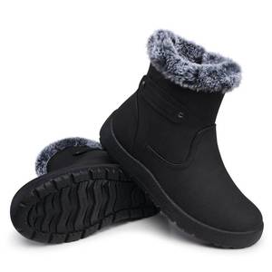 lot 19492 image: SHIBEVER Womenfts Snow Boots Winter Fur Lined Waterproof Anti-Slip Leather Women Ankle Snow Boots Black Size 9
