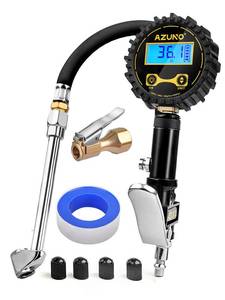 lot 19512 image: AZUNO Digital Tire Inflator with Pressure Gauge, 200 PSI, Heavy Duty Air Compressor Accessories, wRubber Hose Lock on Air Chuck and Quick Connect Coupler