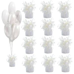 lot 19517 image: Moretreat Balloon weights, 12 pieces, aluminum foil, suitable for birthday parties, gatherings, weddings, dinners and other occasions, weight 0.36lb (White)