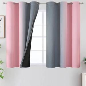 lot 20429 image: Pink and Grey Blackout Curtains 45 inches Long,Ombre Full Room Darkening Window Curtains for Living Room,Grommet Thermal Insulated Drapes,Light Blocking Curtains for Girls Bedroom,42x45 Inch, 2 Panels