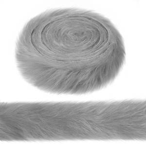 lot 20433 image: 2 Inches Wide Christmas Faux Fur Ribbon Trim Fabric Roll for Christmas Tree Decor or Wreath Bows Craft, 3 Yards Long (Gray,2 Inch)