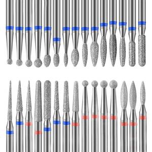 lot 20447 image: Professional Safety Diamond Nail Drill Bit Set, 332 inch Carbide Cuticle Bits for Electric Manicure and Pedicure, 30 Pieces (missing pieces)