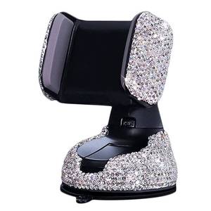 lot 20456 image: SUNCARACCL Bling Car Phone Holder, 360°Adjustable Universal Rhinestone Crystal Auto Phone Mount Stand Accessories for Windshield Dashboard and Air Outlet (White)