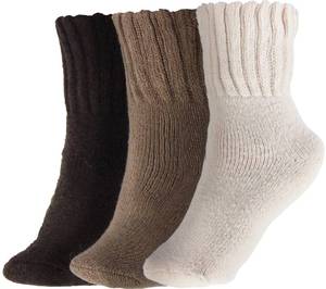 lot 20462 image: BenSorts Women Warm Solid Socks Thick Ladies Warm Cozy Crew Socks for Female Dark Light Brown Beige 3 Pairs Pack