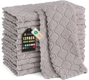 lot 20481 image: Homaxy 10 Pack Kitchen Dish Cloths (10 x 10 Inches, Grey), Super Soft and Absorbent Coral Velvet Dish Towels, Nonstick Oil Fast Drying Microfiber Cleaning Cloth, No Lint Household Dishcloths
