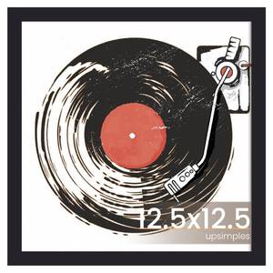 lot 20491 image: upsimples Vinyl Record Frame, Display Pictures 10x10 with Mat or 12.5 x 12.5 Without, Wall Hanging Album Cover Frames, Black, 1 Pack