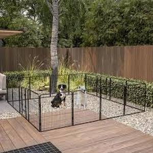 lot 5555 image: A22-Panel DIY Pet Exercise Fence - Black