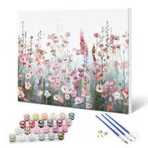 lot 6381 image: Paint by Numbers Kit - Adult Floral Design Set Of 4