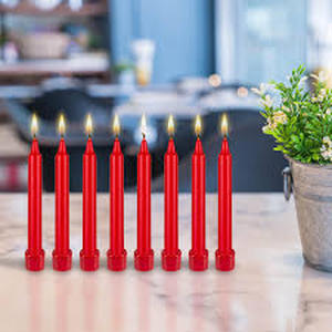 lot 6414 image: A5-inch Red Taper Candles Set