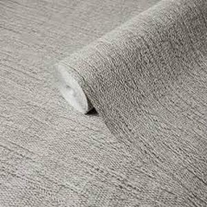 lot 12424 image: Textured Light Gray Fabric Wallpaper Roll Brand Unknown