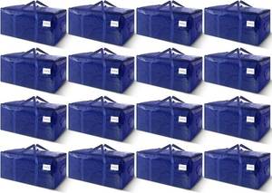 lot 131230 image: 16 Pack Extra Heavy Duty Large Moving Bags with Strong Zipper & Carrying Handles, Sturdy Clothes Storage Bag Totes Bins, Packing Bags Moving Boxes College Moving Supplies, Dark Blue - 24 gal